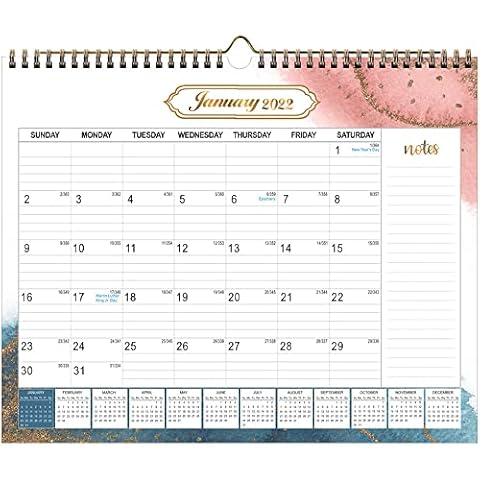2022 Calendar,12 Monthly Wall Calendar from Jan 2022,Dec 2022.14.5"x11.8", Planner Calendar with Julian Date,Thick Paper,Twin-Wire Binding, Lots of Space for Notes, Organizing & Planning Cover