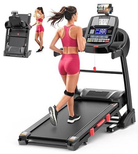 Image of 20% Incline Treadmill for Home with Fan, 400lbs Capacity Folding Treadmill, 5.0 HP Running Machine, 18'' Wide Belt, 0.6-12MPH, APP, Space Saver Design, Brushless Fan & Knee Support