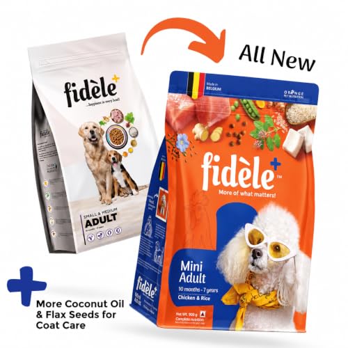 Image of Fidele+ Adult Small & Medium Dog Food | 900g | Small Kibble for Fussy Eaters | Prebiotics for Digestion | Healthy Skin & Coat | Real Chicken