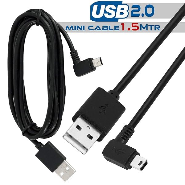Image of Mak World USB 2.0 A to Mini 5 Pin B Cable for V3 External HDDS, Camera and Card Readers 90 Degree (Right Angle) L-Shape Black