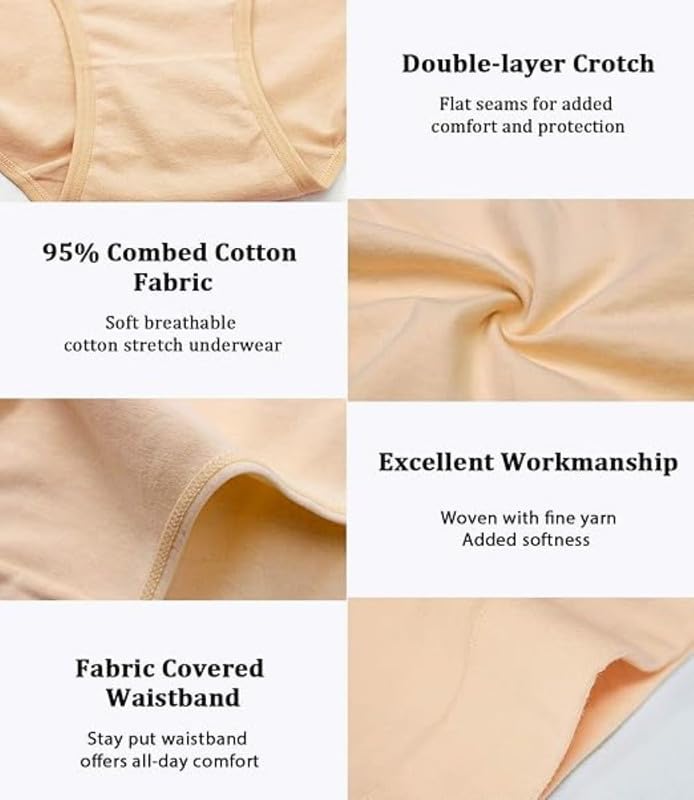 Image of DIVING DEEP Women's Cotton Underwear, Mid Waist Full Coverage Underpants, Post Partum Briefs Panties for Women Multipack-4