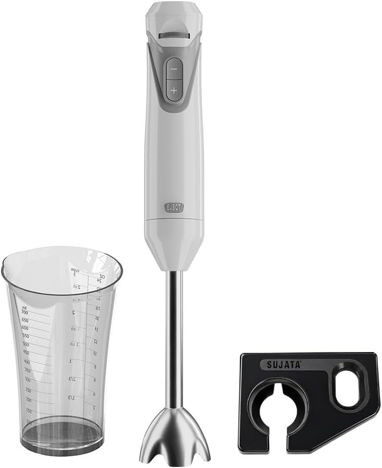 Sujata Blendstick Hand Blender | 600W Heavy Duty Motor | Variable Speed Control | Stainless Steel Shaft | 18000 RPM | Professional Immersion Blender | Easy Clean | White
