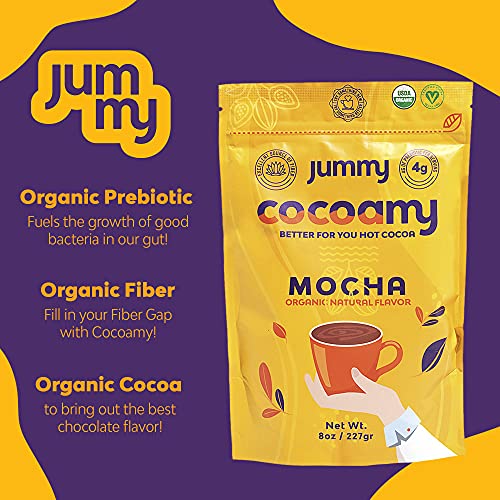 Jummy Cocoamy Organic Hot Chocolate Mix | 8 Oz Vegan Hot Chocolate Mix | Kosher, Soy-Free And Gluten Free Hot Cocoa Mix | All Natural Prebiotic Chocolate Drink Mix #TOP1