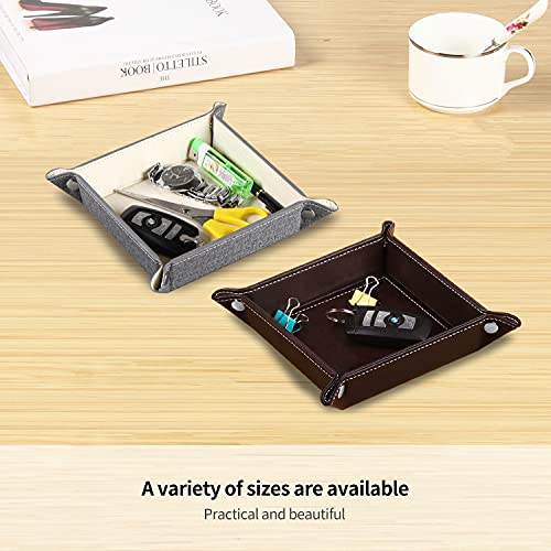 Image of YAPISHI Key Dish Bowl for Men, Entryway Catchall Holder Bedside Table Valet Tray for Pocket Stuff, PU Leather Nightstand Organizer for Dice /Coins /Wallet /Watch /Rings /Sunglasses, Dresser /Coffee Table