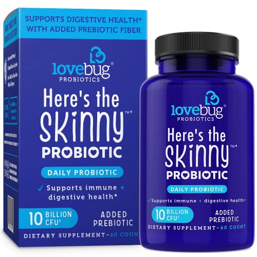 Lovebug Probiotics Here’s The Skinny Daily Probiotic for Men & Women, 60 Tablets