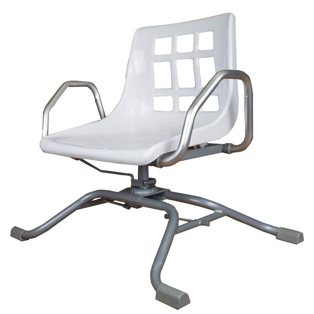 Queraltó Silla Giratoria 360º para Bañera, Comodidad Gracias a su Respaldo y Reposabrazos, Aluminio, 70.5 x 41 x 42 cm