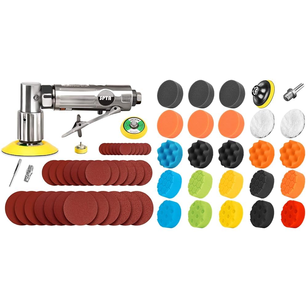 SPTA mini polisseuse pneumatique orbitale, 15000 tr/min, kit 25 pièces