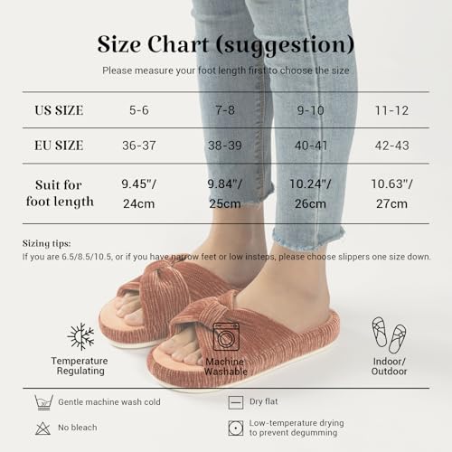 Image of Chantomoo Slippers for Women Memory Foam House Bedroom Corduroy Bow Crossbands Slipper Shoes Comfy Trendy Gift Slippers