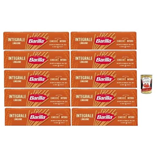 Barilla Integrale Linguine – Vollkorn Hartweizennudeln – 100% Vollkorn, ballaststoffreich – Kochzeit al dente 9 Min – perfekte Bandform für Saucen & Pesto – 10 x [500 g] + Italian Gourmet polpa 400g