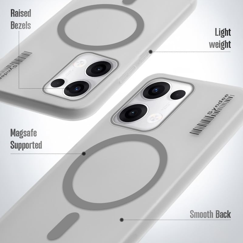 Image of Mr. Case Back Cover for Oppo Reno 13 5G Elegant Frosted White Translucent Back | Only Compatible with Wireless Magnetic Accessories | Anti-Scratch Shockproof Phone Case - Grey