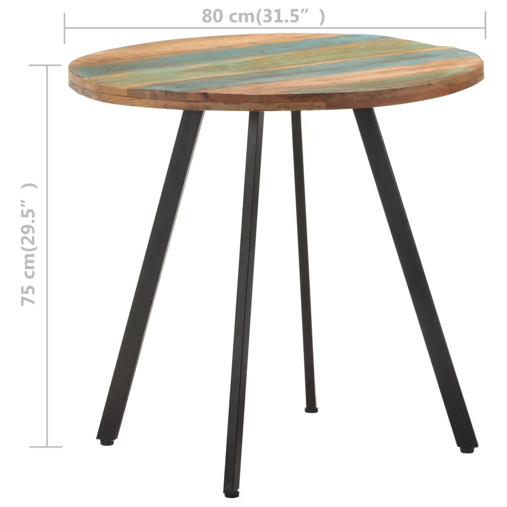 Esstisch aus Massivholz 80 cm rund – ausziehbarer, platzsparender Küchentisch mit stabilem Metallgestell für Esszimmer, Küche, Wohnzimmer und Familienmahlzeiten, handgefertigt