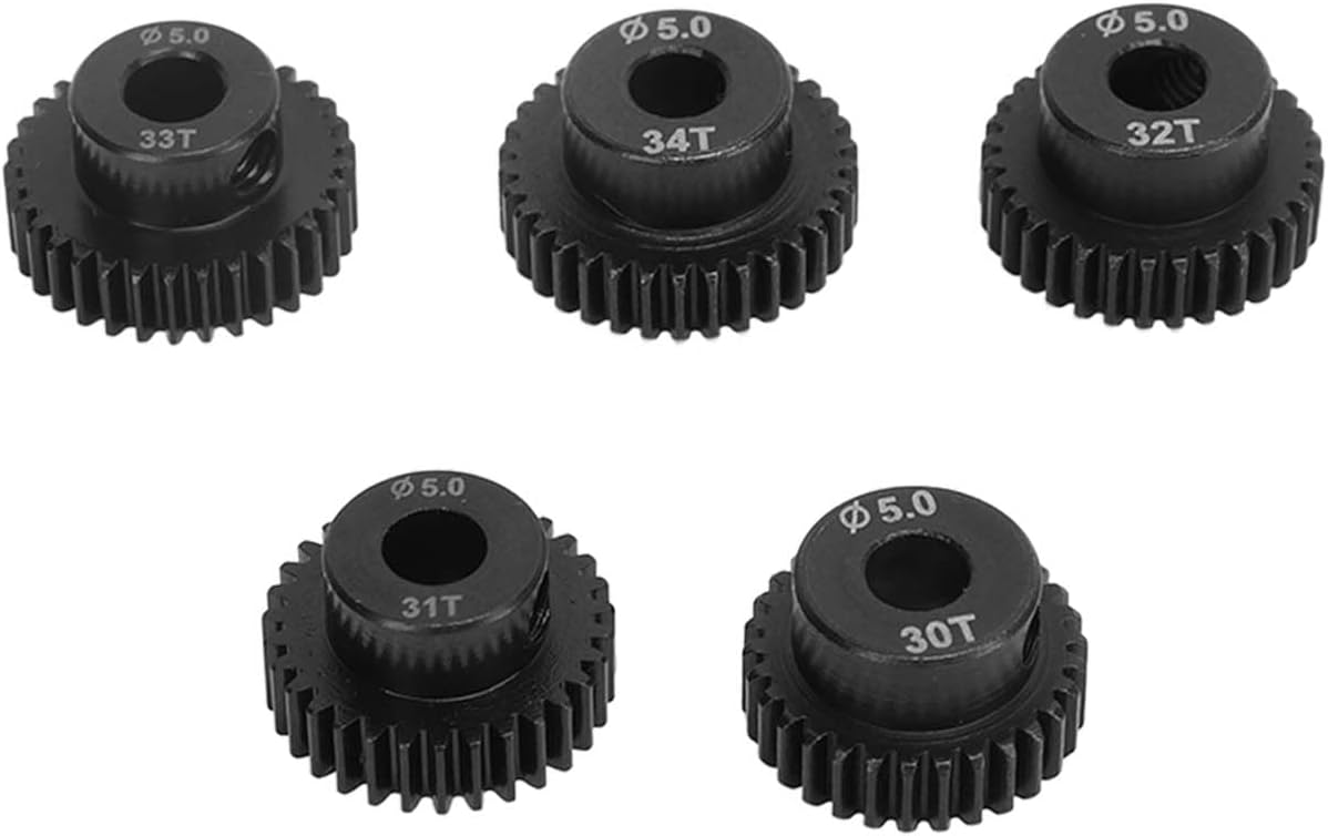 VGEBY 5 Pcs RC Pinion Gear Set, 48DP 5.0mm 30T 31T 32T 33T 34T High Hardness 1:10 RC Car Spare Pinion Gear Part Gears & Differentials