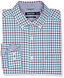 Nautica Men's Ls Stretch Poplin Plaid Button Down Shirt Shirt, Bright White, Large
