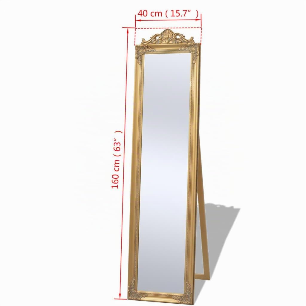 vidaXL Espejo de pie Estilo Barroco Dorado 160x40 cm
