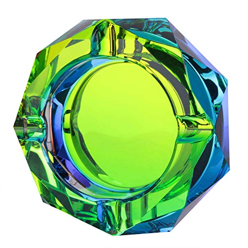 Simmerstein-Kristall-Aschenbecher, bunt, für drinnen und draußen, dekorativer Aschenbecher für Zuhause und Büro grün Cover