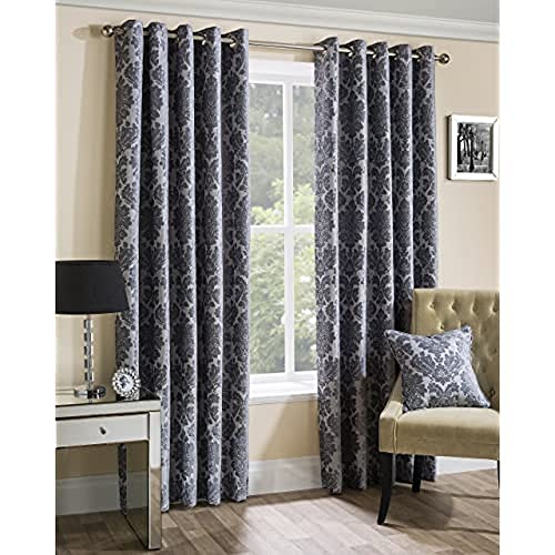 Sundour Park Lane Curtains, Polyester, Silver, 90 x 90-Inch, W 90" x L 90" (1 Panels)
