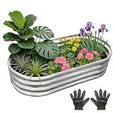 Gardeal Garden Galvanized Raised Garden Bed Kit - Metal Planter Boxes for...