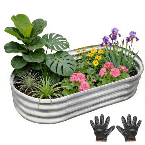 Gardeal Garden Galvanized Raised Garden Bed Kit - Metal Planter