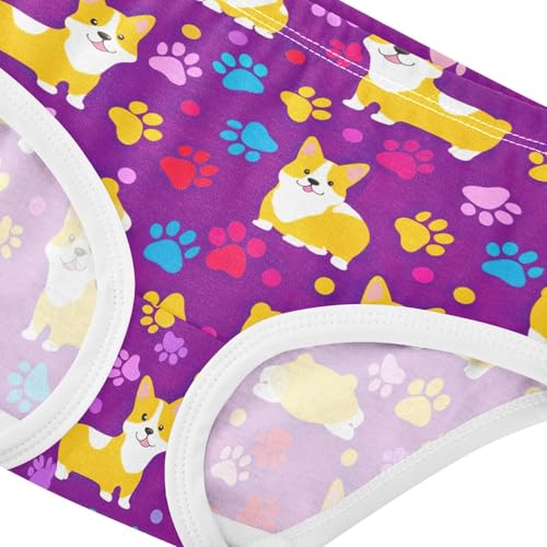 Joisal Cotton Toddler Underwear Floral Cute Dogs Purple Cute Panties Girl Artistic Briefs Kids Undies 2t4