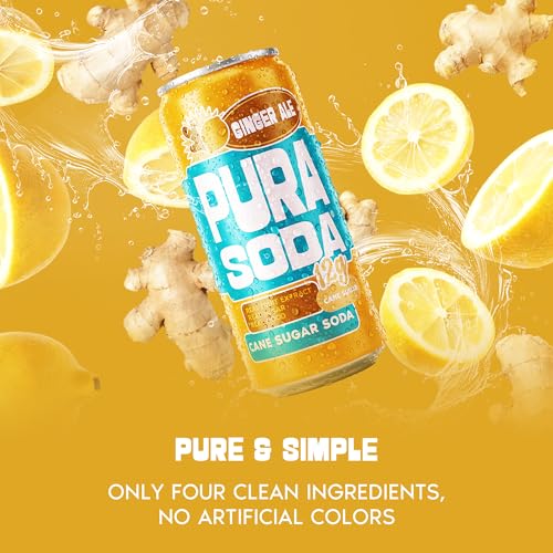 Image of PuraSoda Ginger Ale - 12g Pure Cane Sugar Soda, 10 Fl Oz, Pack of 24