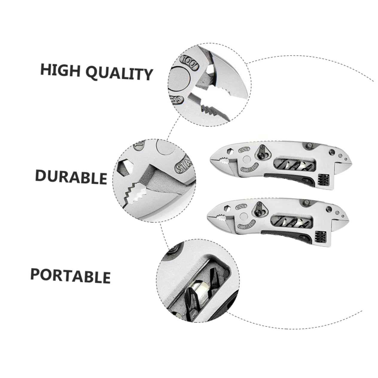 Pince Multi Outils de Poche en Acier Inoxydable, Lot de 2 Argenté