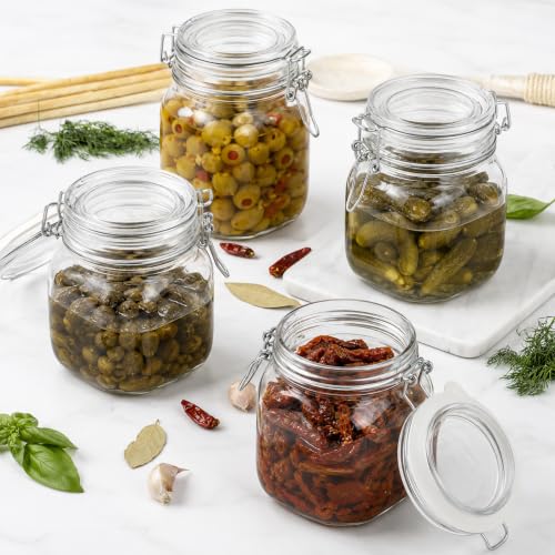 Image of Vasukie 1500ML Glass Jars With Airtight Leak Proof Lids | Wide Mouth Storage Canister Jars Perfect for Kitchen Canning, Dry Food, Spices, Pickle, Coffee, Tea, Snacks, Sugar, and More (Pack Of 3)
