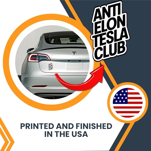 Image of Magnet Me Up Anti-Elon Tesla Club Car Magnet- Funny Political Magnetic Decal, 5x4 Inches Anti-Billionaire Satire, Weatherproof UV Vinyl, Strong Hold for Cars, Lockers, Fridges- Made in USA