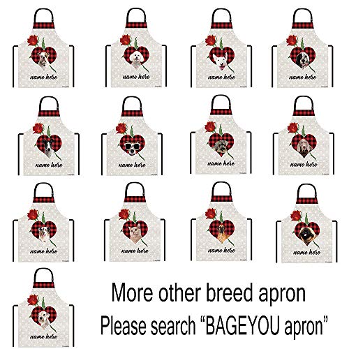 Bageyou Custom Name Dog Apron Sheltie Buffalo Check Plaid Rose Heart 29X34 Inch #TOP1