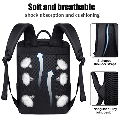 Dobaly Laptop Backpack for Men Women, 15.6 inch Travel Computer Bag with Water-Resistant, Large Capacity, Lightweight Backpack for Work Business Office College, Black4