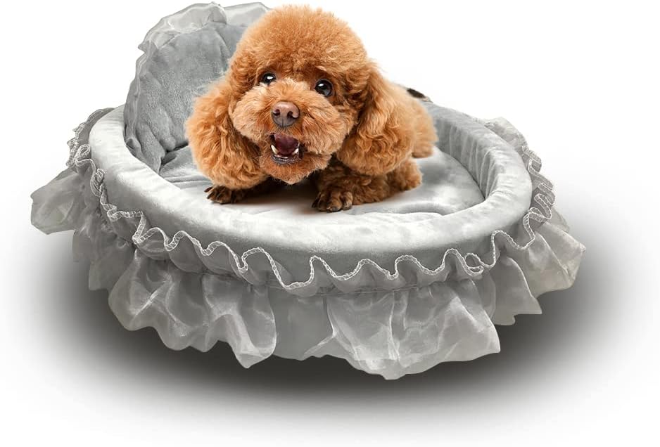 Pet Bed Princess Bowknot Lace Cute Bed Dog,Elegant Lovely Warm Dog Bed Cat Bed for Medium Pet (Medium(23.6 x 23.6 x 4.7in), Green)