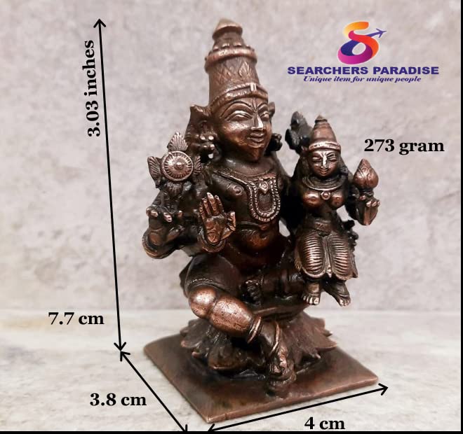 Image of Copper Idols, 7.7 cm, Copper Handmade Lakshmi Narayana 273 Grams, Patina Antique Finish, Pack of 1 Piece