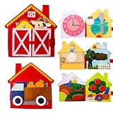 MOVEBO My Farm Day Felt Activity Book - Toddler Busy Book, Quiet Book for Kids Ages 3-5, Montessori Travel Toys, Soft Fabric Cloth Book for 1-3 Year Olds (My Farm Day)