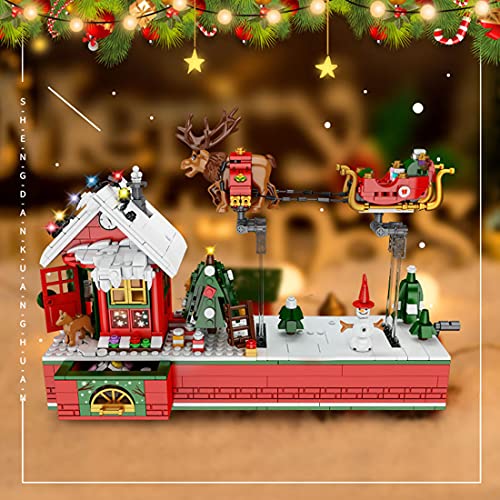 TRCS Bausteine Weihnachtsfeier Weihnachtsmann Elch Schlitten Auto, 940 Teile Adventskalender 2021 Santa Claus… – Bild 3