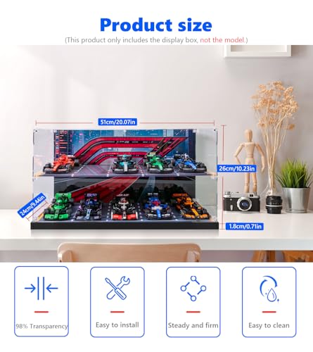 Image of Acrylic Display Case for Lego Speed Champions Ultimate Formula 1 10-in-1 Collector's Pack, Dust-Proof Display Box for Lego 66802,Size:20.07x9.44x10.23 in(NOT Included The Model)