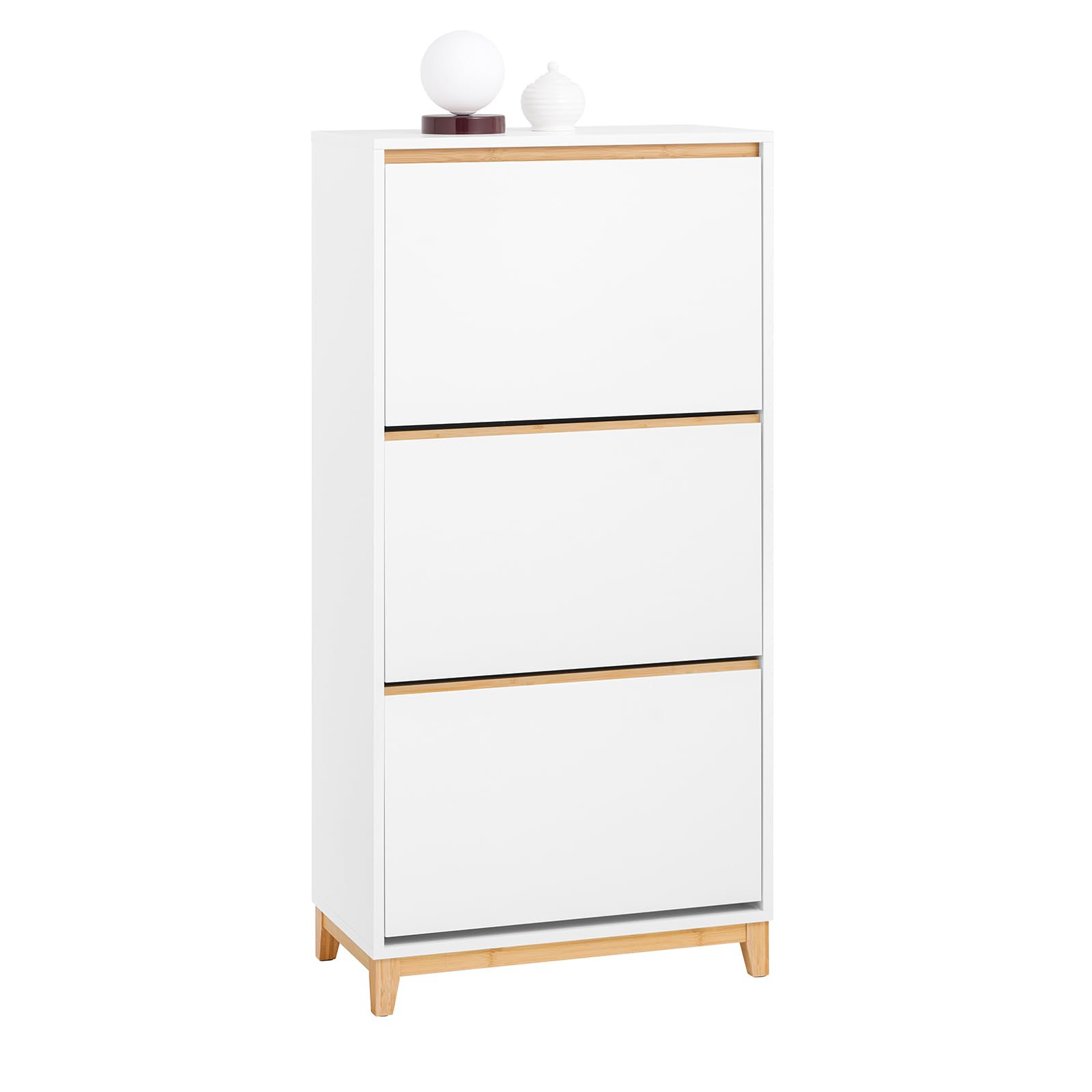 SoBuy Zapatero con 3 Puertas Cómoda Zapatera 60x34x122 cm Blanco FSR192-WN ES