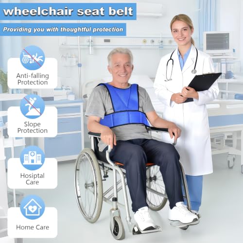 Image of Wheelchair Seat Belt,Wheelchair Harness for Adults,Torso Support Vest Restraint with Adjustable Straps,Suitable for Dementia Patients,The Elderly,Pregnant,Paralyzed(Blue)