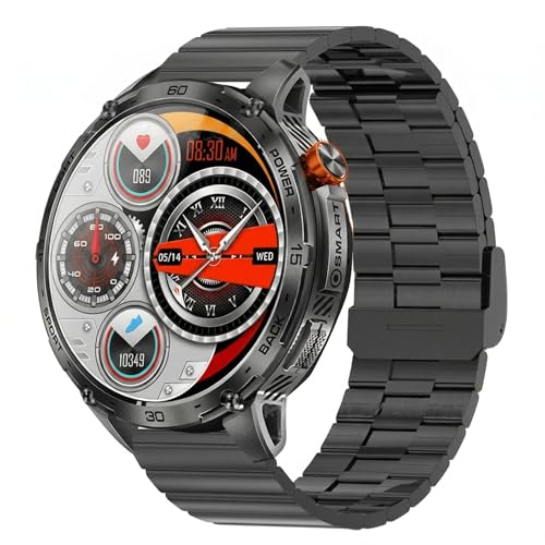 AAFGVC Zeus 2.0 Smartwatch Fitness Watch Herren mit 110 Sportmodi und Kalorientracker 1 75 Zoll AMOLED Touchdisplay für Radfahren und Training (Schwarz)