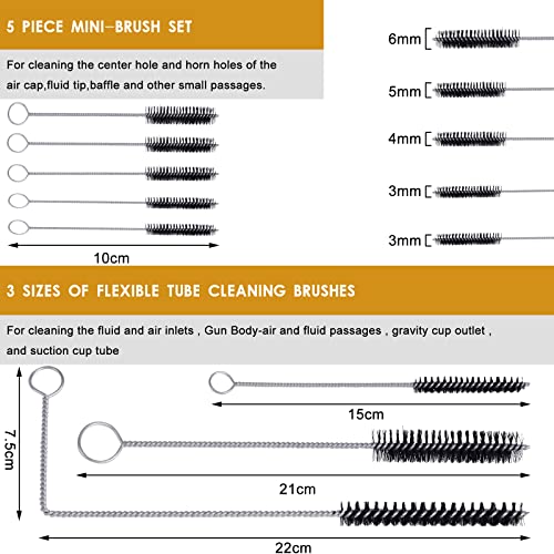 Image of 17pcs Multi-Purpose Spray Gun Cleaning Kit,Nylon Brushes Paint Gun Cleaning Kit Mini Brushes & Needles for Clean Airbrush Nozzles Spray Guns Tattoo Equipment (22)