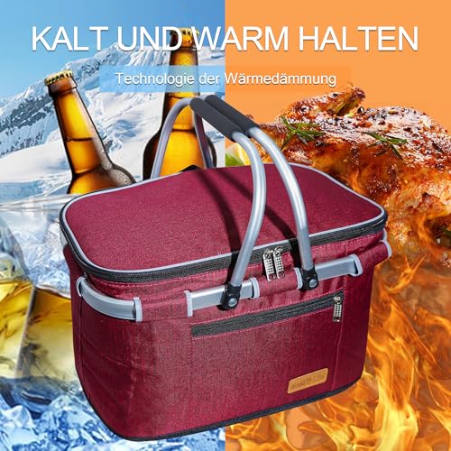 ABIUBIU Einkaufskorb Kühltasche Groß Isolierkorb KüHlkorb KüHltasche Picknickkorb Picknicktasche mit Zwei Griffen -für Reisen/Picknick/Einkaufen/Geschenk