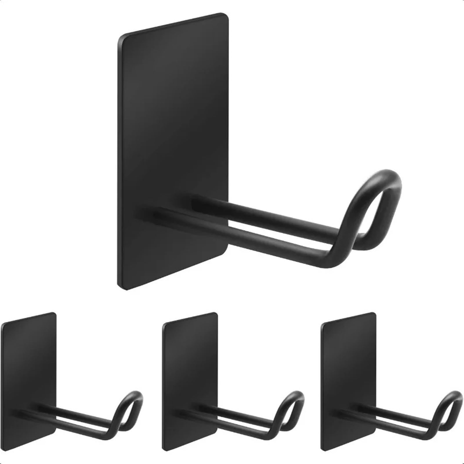 Janxelnova 4Pcs Black Adhesive Hooksstainless Steel Towel Hook Sticky Hanger For Kitchen And Door Bathroom Wall Hooks For Hanging Towel Robe Hat Coat