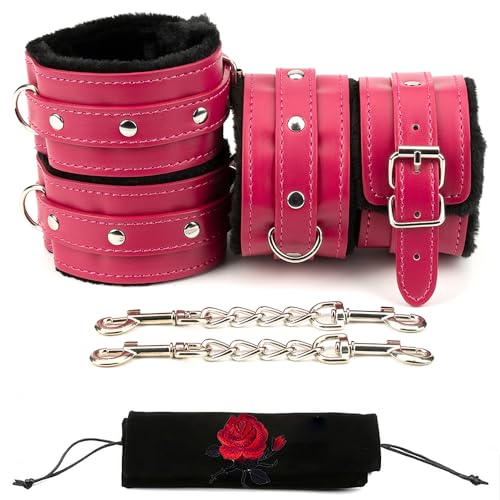 Gym Ankle Straps for Leg Cuffs for, Adjustable Wrist Cuffs Ankle Cuffs Combo Leather Connector Set Pu Leather Sports Exercise Fitness Training Kit