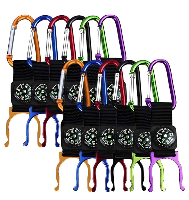 Kompas sleutelhanger, kompas, karabijnhaak, functionele karabijnhaak, wandelen, kompas, waterdicht, kompas voor reizen, wandelen, outdoor, camping en als gadget om te overleven, zwart