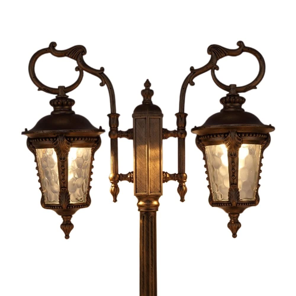 QUSYZD Lamp Post Lights Outdoor, Vintage 2.35M European Garden Lighting Patio Street Light Antirust Aluminum High Pole Pillar Post Lamp 2-Light Community Courtyard Roa,