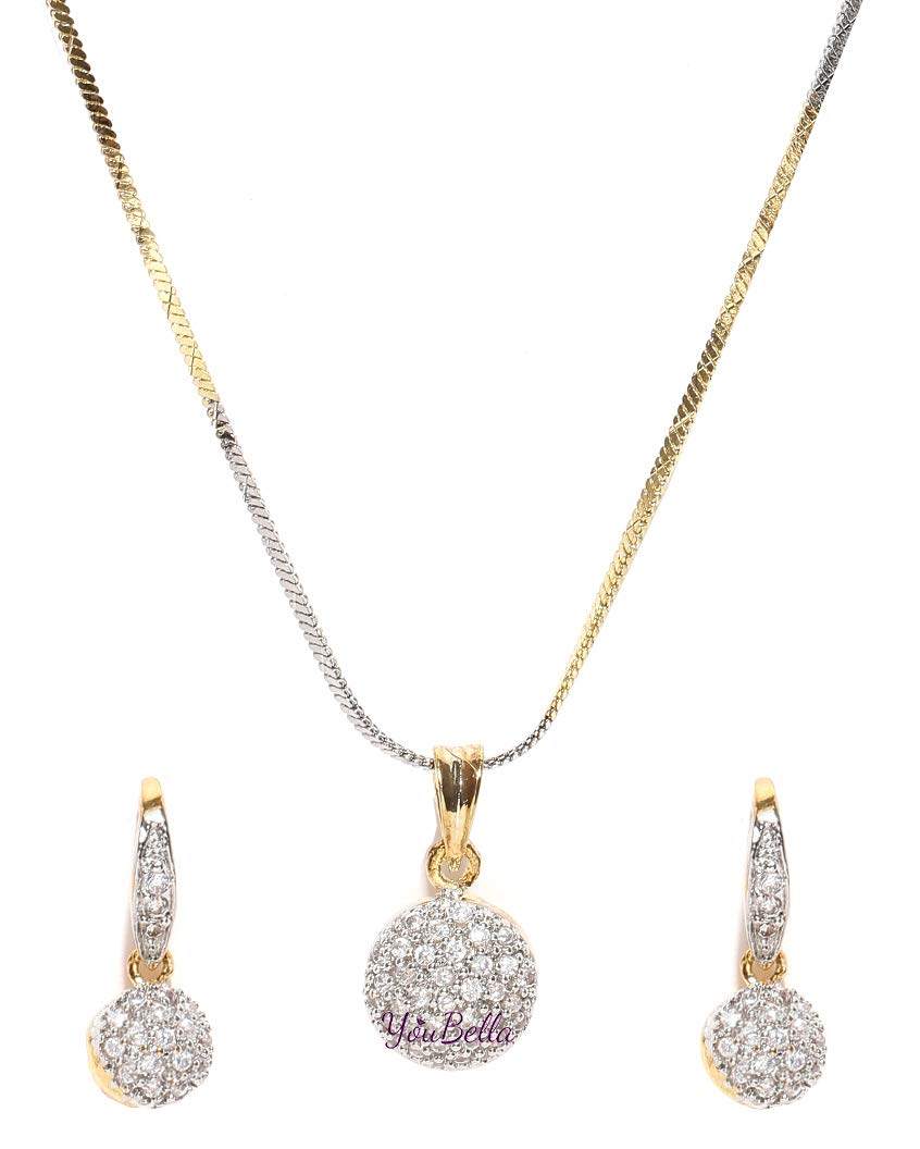 YouBella Jewellery Gold Plated American Diamond necklace for girls Pendant Set/Necklace Set with Earrings for Girls and Women (B01LW5XDT2) Amazon Price History, Amazon Price Tracker