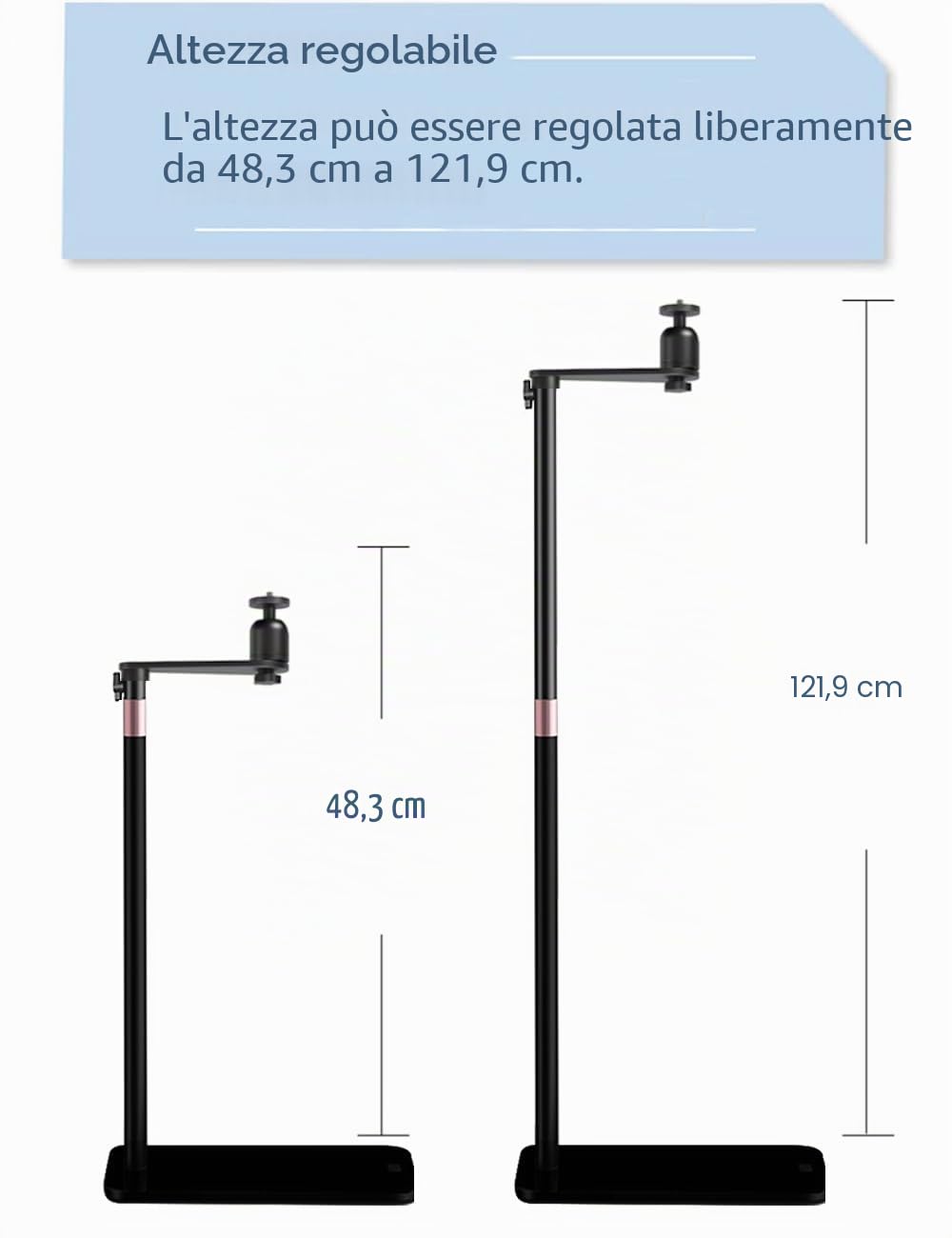 Supporto per proiettore, supporto per proiettore, girevole a 360°, regolabile in altezza, a forma di L, supporto da pavimento nascosto, compatibile con XGIMI Nebula, VANKYO, Jinhoo, AuKing