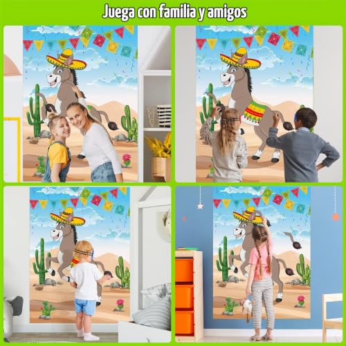 Miniatura 5 de Plulon Pin The Tail On The Donkey Juegos Fiesta Cumpleaños Para Niños Póster Juego Burro Mexicano Con 24 Pegatinas Cola Para Regalos Fiesta Burro Carnaval Cumpleaños Fiesta Hogar Decoraciones