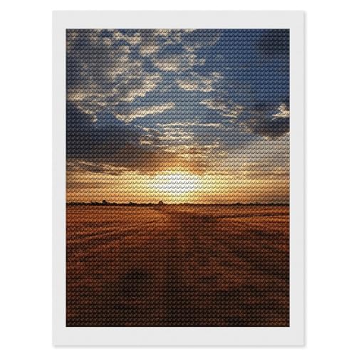 Kit d'art diamant adulte toile lever du soleil broderie strass ronds