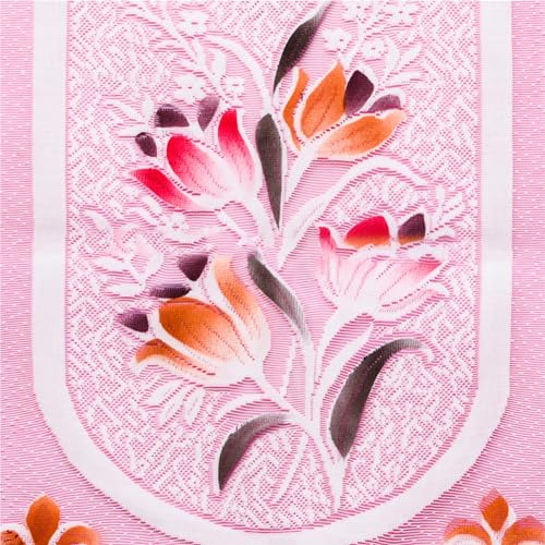 Image of Kuber Industries Sofa Cover | Net Sofa Slipcover Set | Sofa Cover for Living Room | Sofa Slip Cover for Hall | 5-Seater Sofa Cover for Home Decor | Printed Sofa Cover Set | Pink
