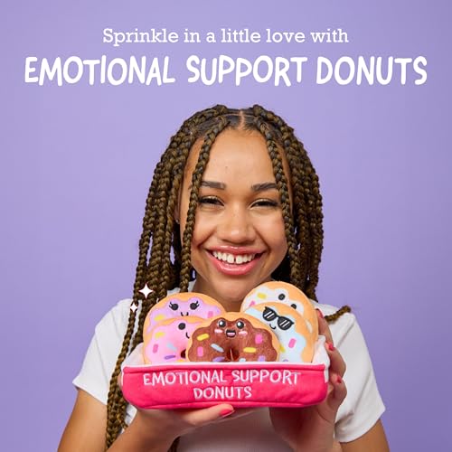 Image of WHAT DO YOU MEME? Emotional Support Donuts by Relatable, Cuddly Stuffed Animals and Toys, Squishy Toys and Plushies, Great Ideas for Loved Ones of All Ages, Includes 5 Plushies with Carrying Basket