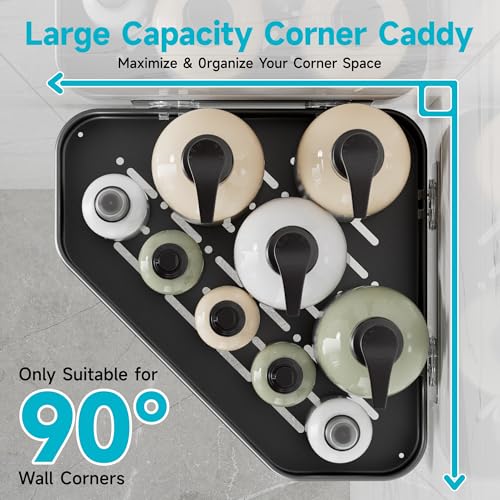 Image of Veken Aluminum Corner Shower Caddy 4-Pack, Never Rust&Large Capacity, Grey | No Drilling Shelves, Rack with Soap Holder&Towel Bar, Super-Strong Adhesive for High Load, Bathroom Organizers and Storage
